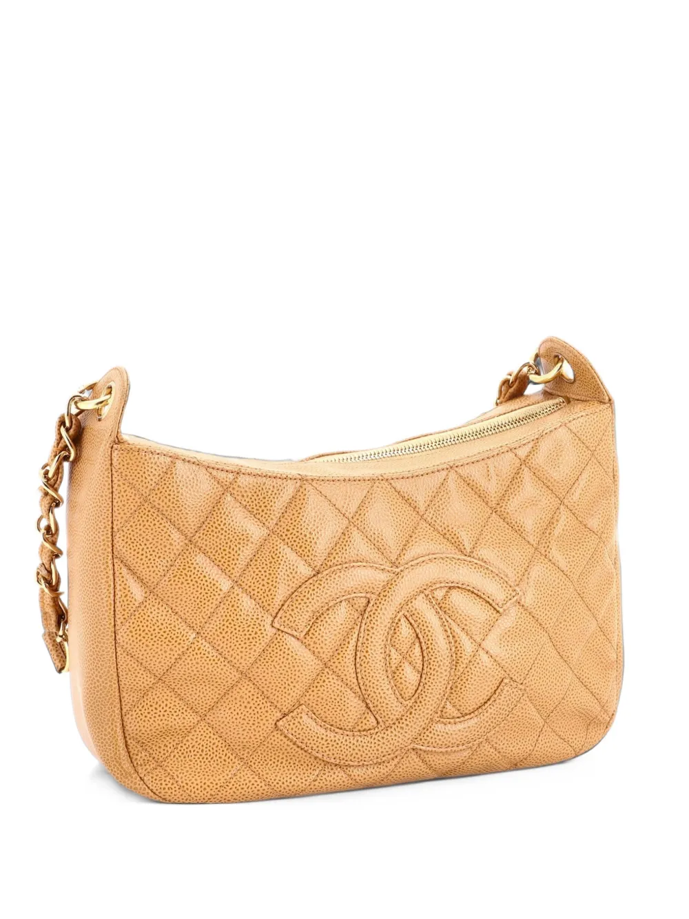 CHANEL Pre-Owned Timeless CC Chain Shoulder Bag Quilted Caviar Medium hobo bag - Nude
