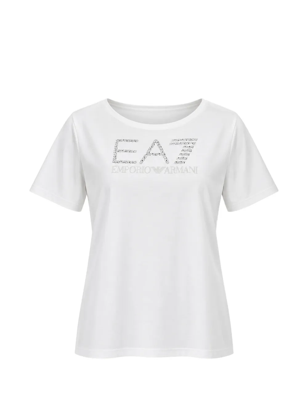 Ea7 Emporio Armani rhinestone-embellished logo T-shirt - Bianco