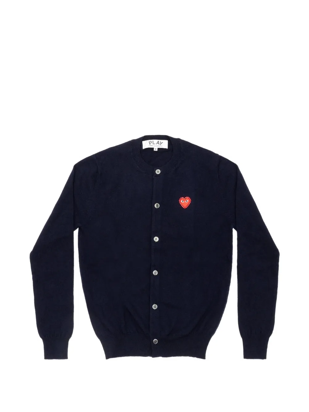 Comme Des Garçons Play rhinestone-embellished heart-patch cardigan Blauw