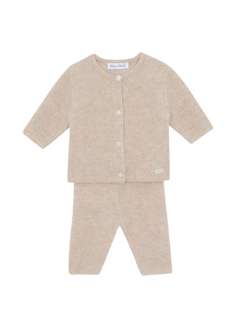 Tartine Et Chocolat fine-knit cardigan and trousers set (set of three) Beige