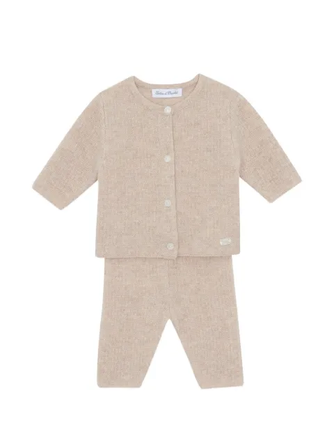 Tartine Et Chocolat fine-knit cardigan and trousers set (set of three)
