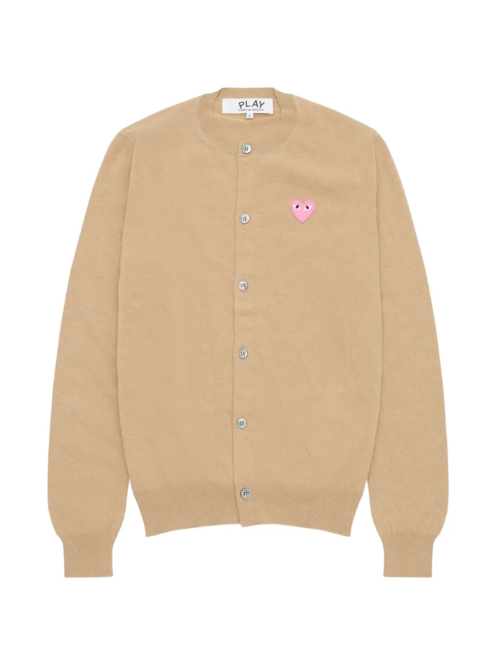 Comme Des Garçons Play heart-patch round-neck cardigan Bruin