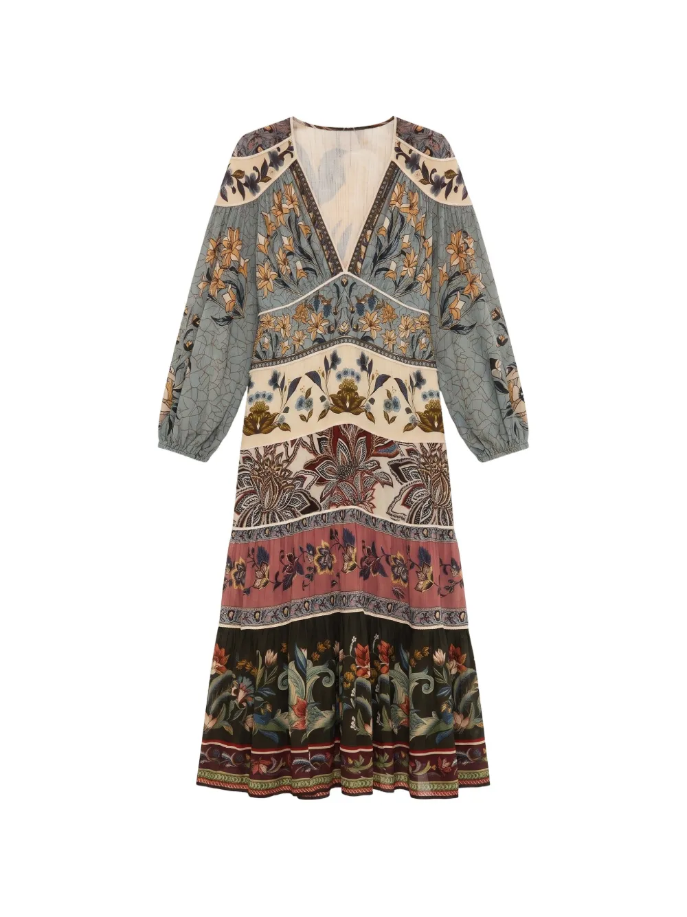 FARM Rio Stained Glass Beauty long sleeve maxi dress Blauw