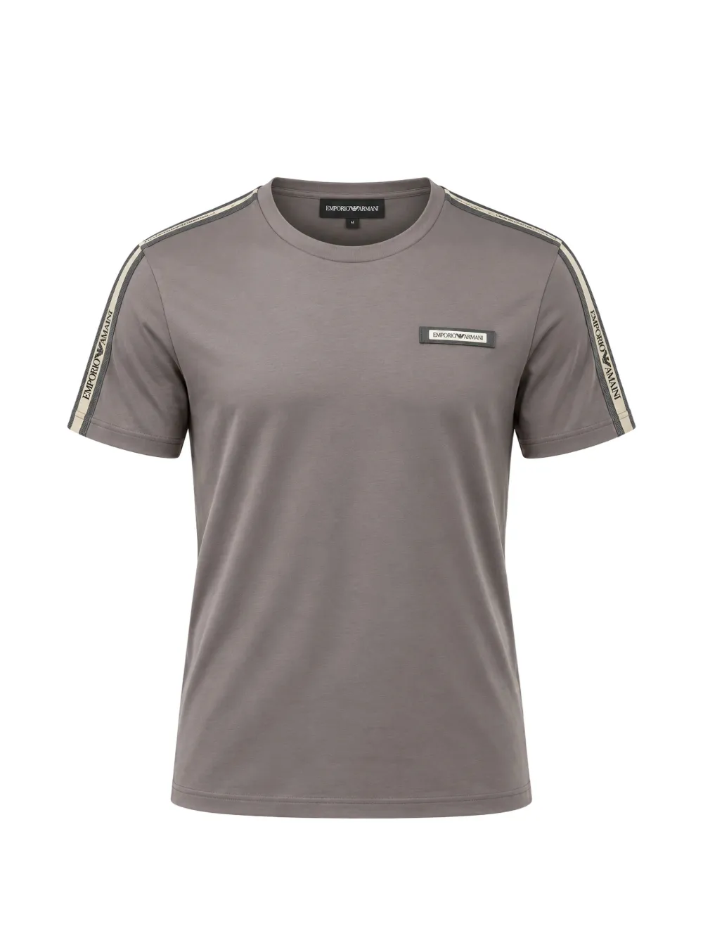 Ea7 Emporio Armani logo-patch tape-detail T-shirt - Grigio