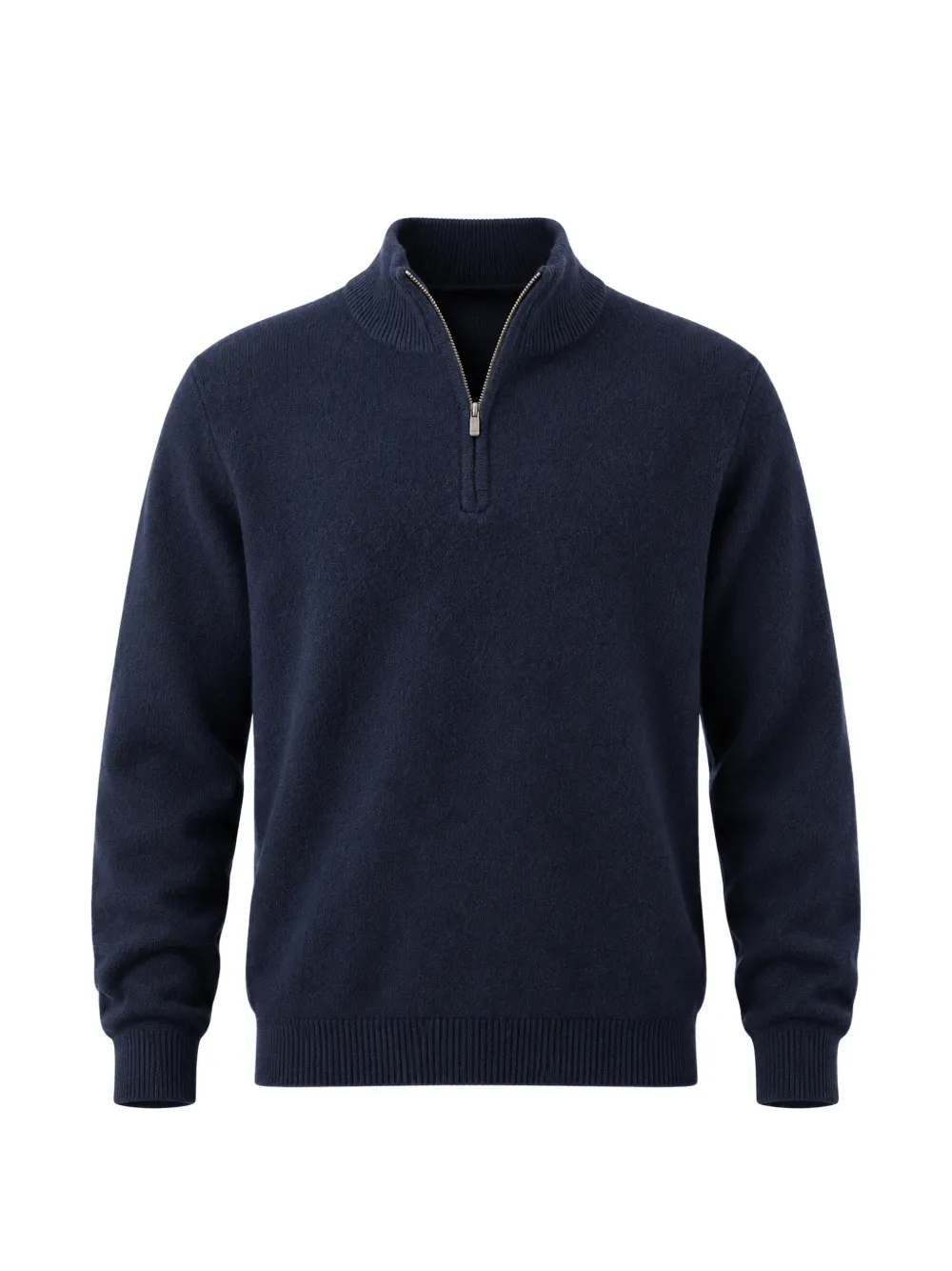 MC2 Saint Barth navy-blue Jermyn lambswool half-zip knit with contrasting collar Blauw