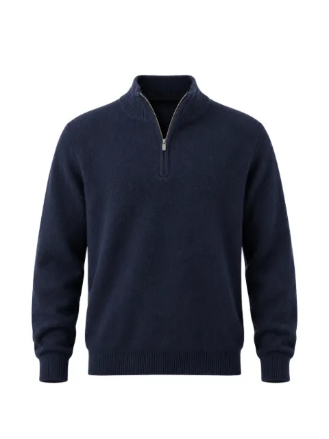MC2 Saint Barth navy-blue Jermyn lambswool half-zip knit with contrasting collar