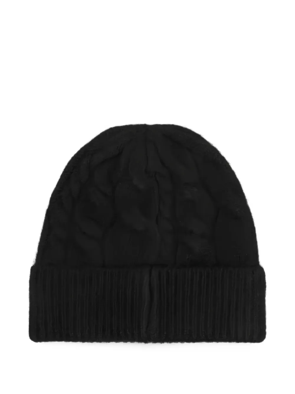 LIU JO cable-knit logo-detail beanie hat Zwart