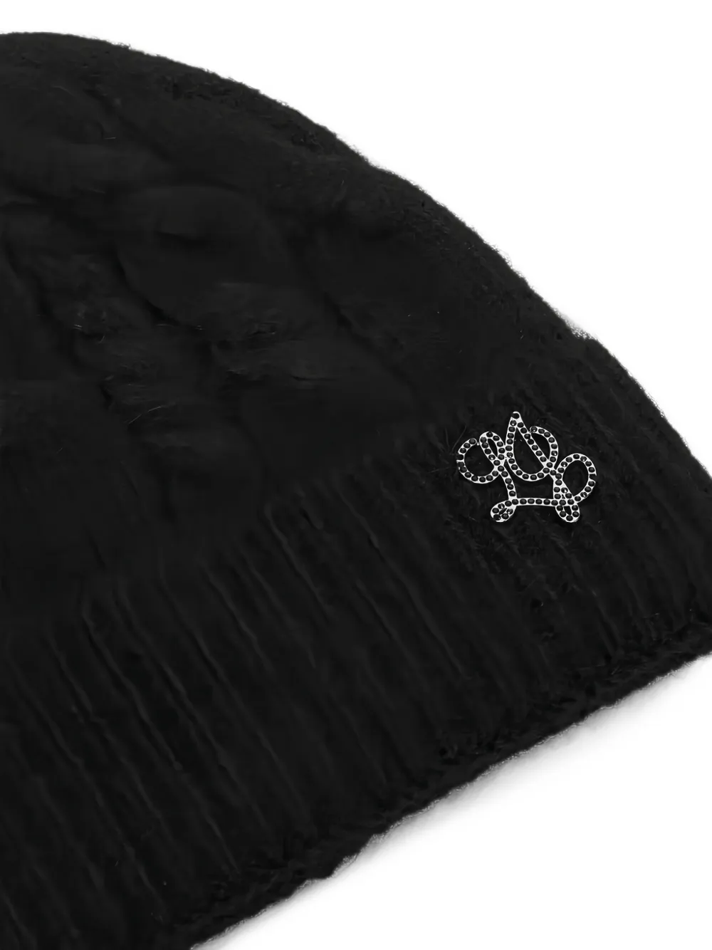 LIU JO cable-knit logo-detail beanie hat Zwart