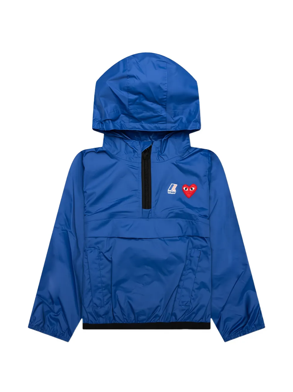 Comme Des Garçons Play Kids x K-Way Heart-patch half-zip hoodie Blauw
