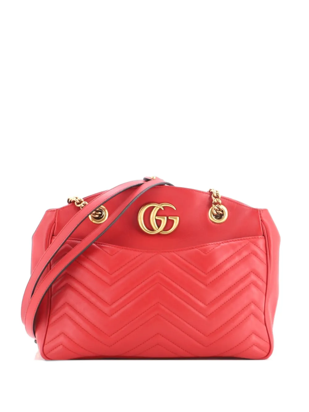 Gucci Pre-Owned GG Marmont Chain Tote Matelasse Leather Medium shoulder bag - Rot