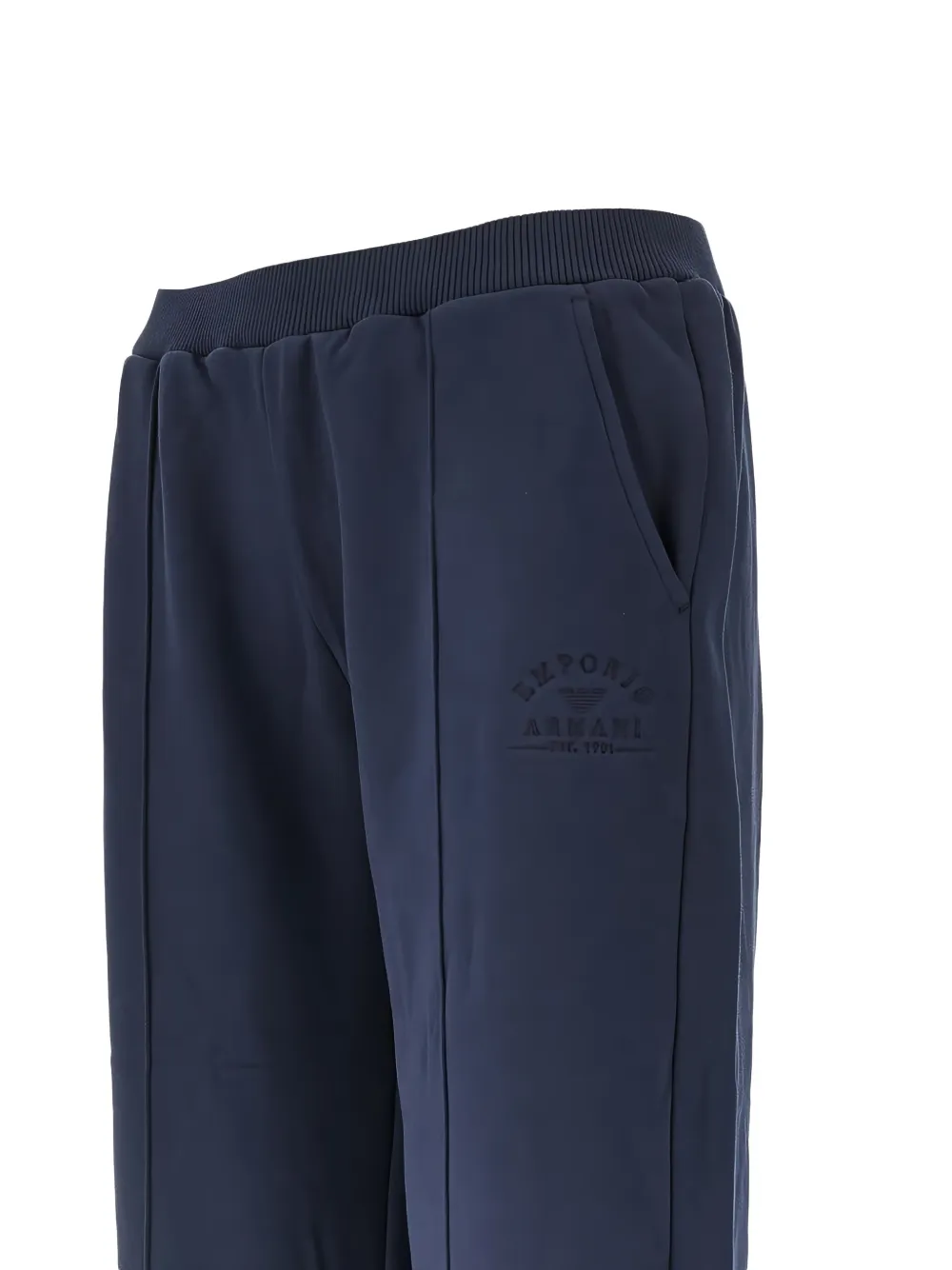 Emporio Armani logo-embroidered jersey track pants Blauw