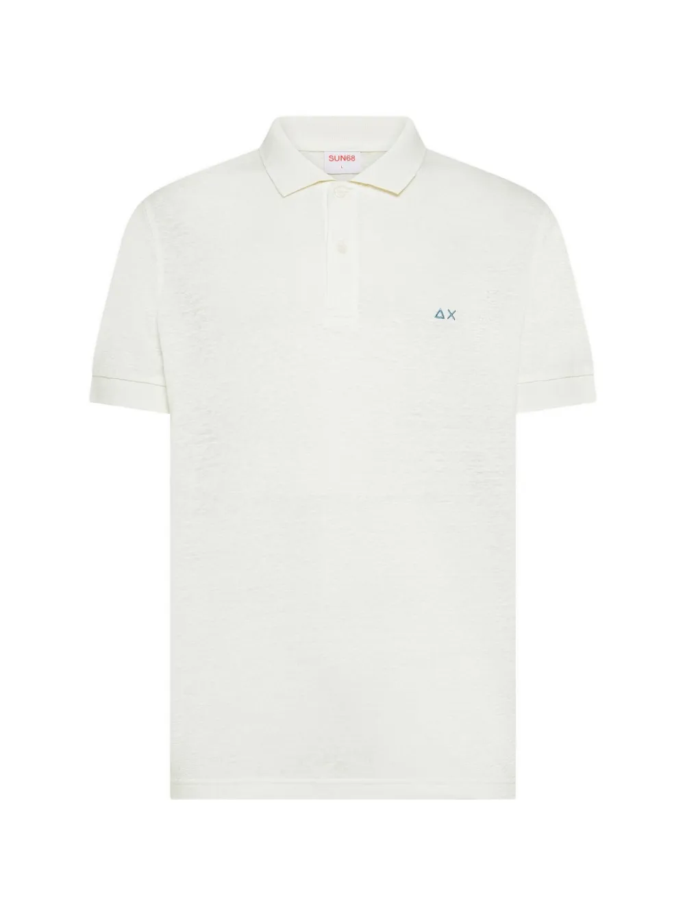 Sun68 logo-embroidered linen polo shirt Beige