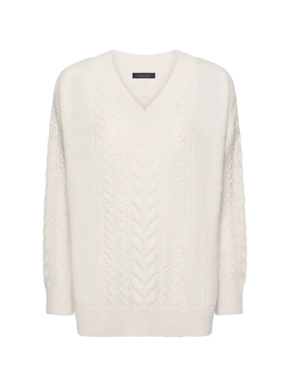 ELENA MIRÒ cable-knit V-neck sweater - Nude