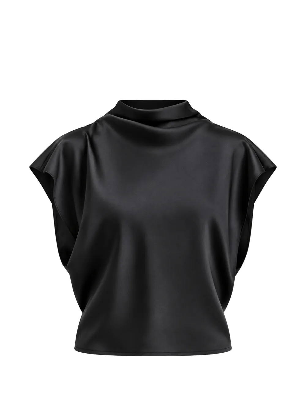 Tanya Taylor Adrien satin-finish draped top - Nero