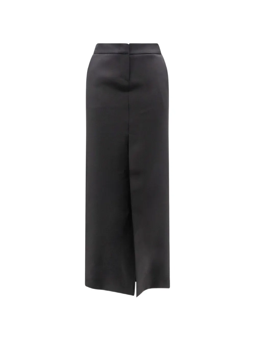 ACTUALEE satin-finish front-slit midi pencil skirt - Nero