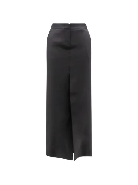 ACTUALEE satin-finish front-slit midi pencil skirt