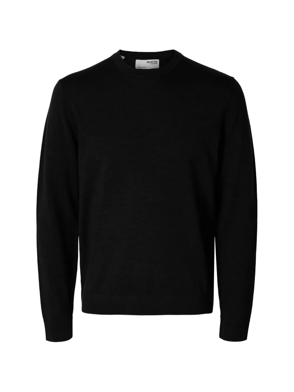 SELECTED fine-knit merino sweater Zwart