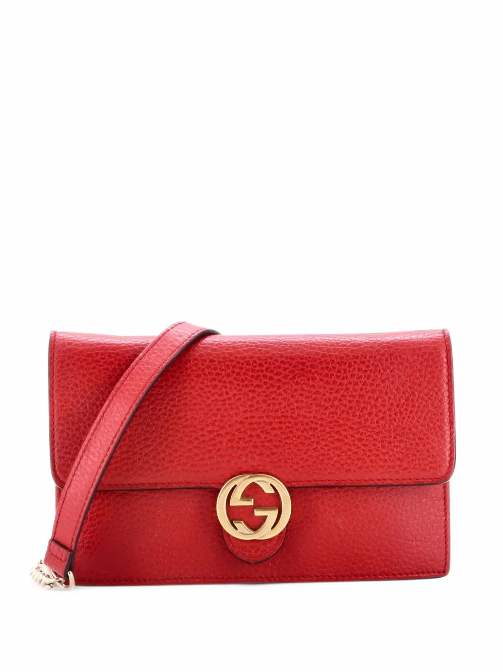 Gucci Pre-Owned Interlocking Wallet on Chain Leather crossbody bag - Red