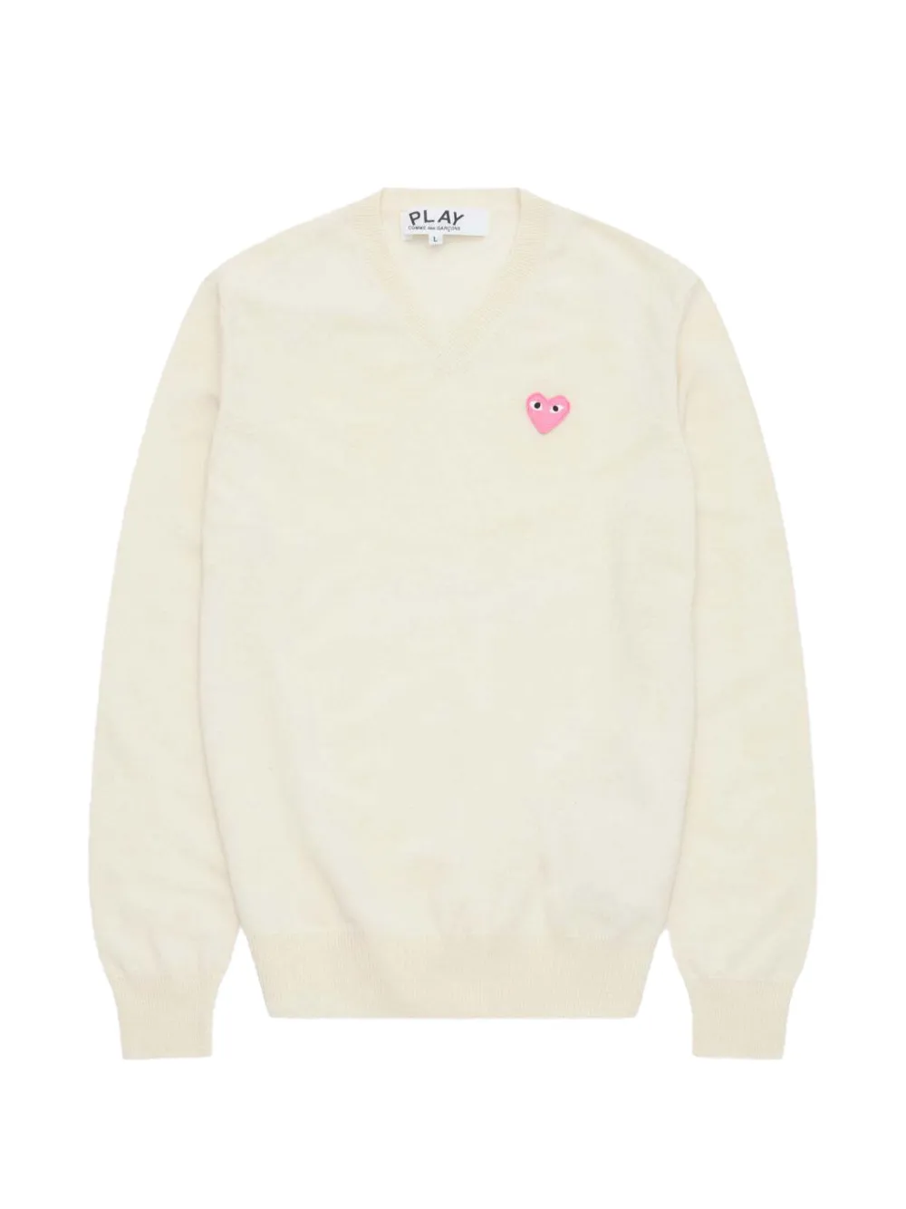 Comme Des Garçons Play heart-patch V-neck sweater Wit