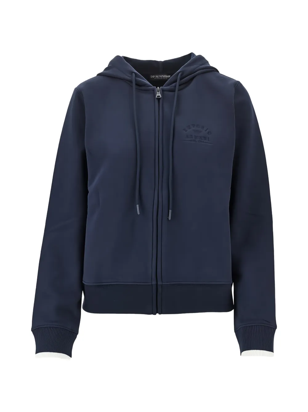Emporio Armani logo-embroidered zip-up hoodie - Blau