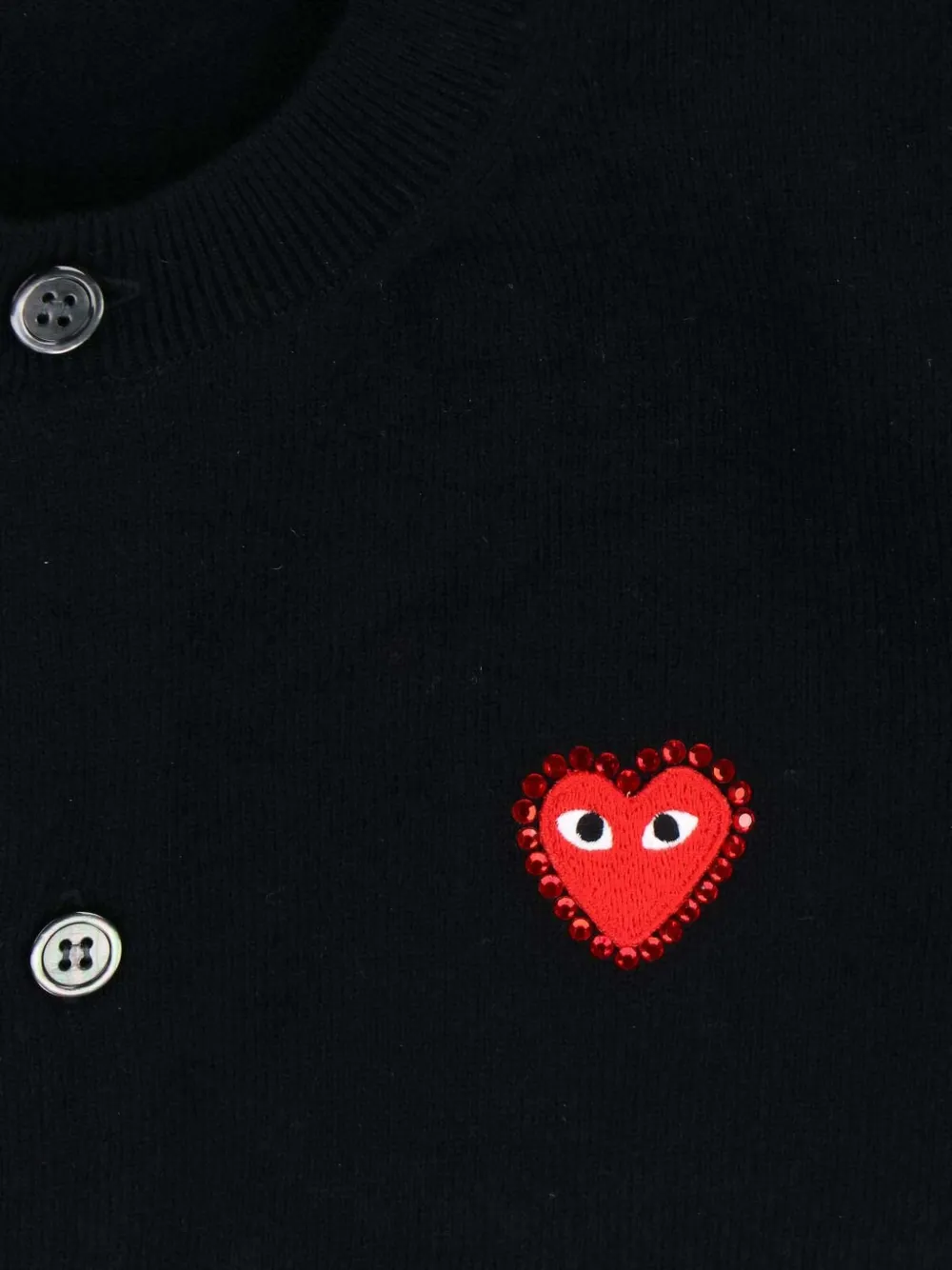 Comme Des Garçons Play rhinestone-embellished heart-patch cardigan Zwart