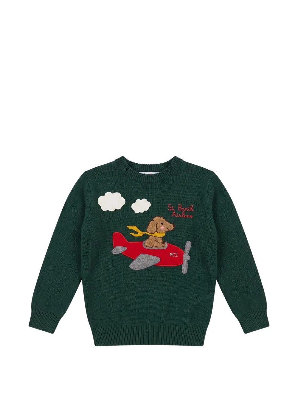 MC2 Saint Barth Kids jacquard-knit dog-patch sweater Groen