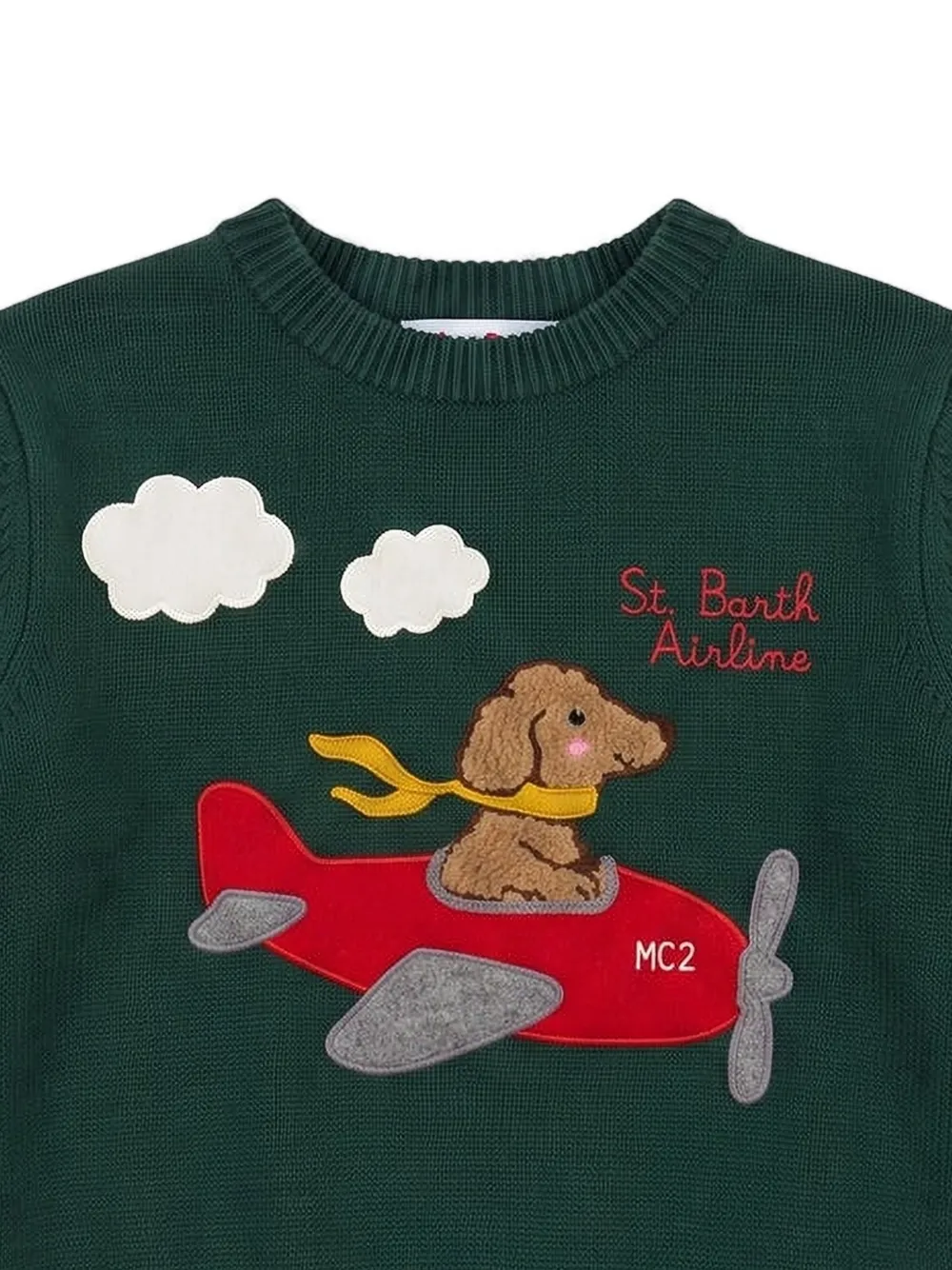 MC2 Saint Barth Kids jacquard-knit dog-patch sweater Groen