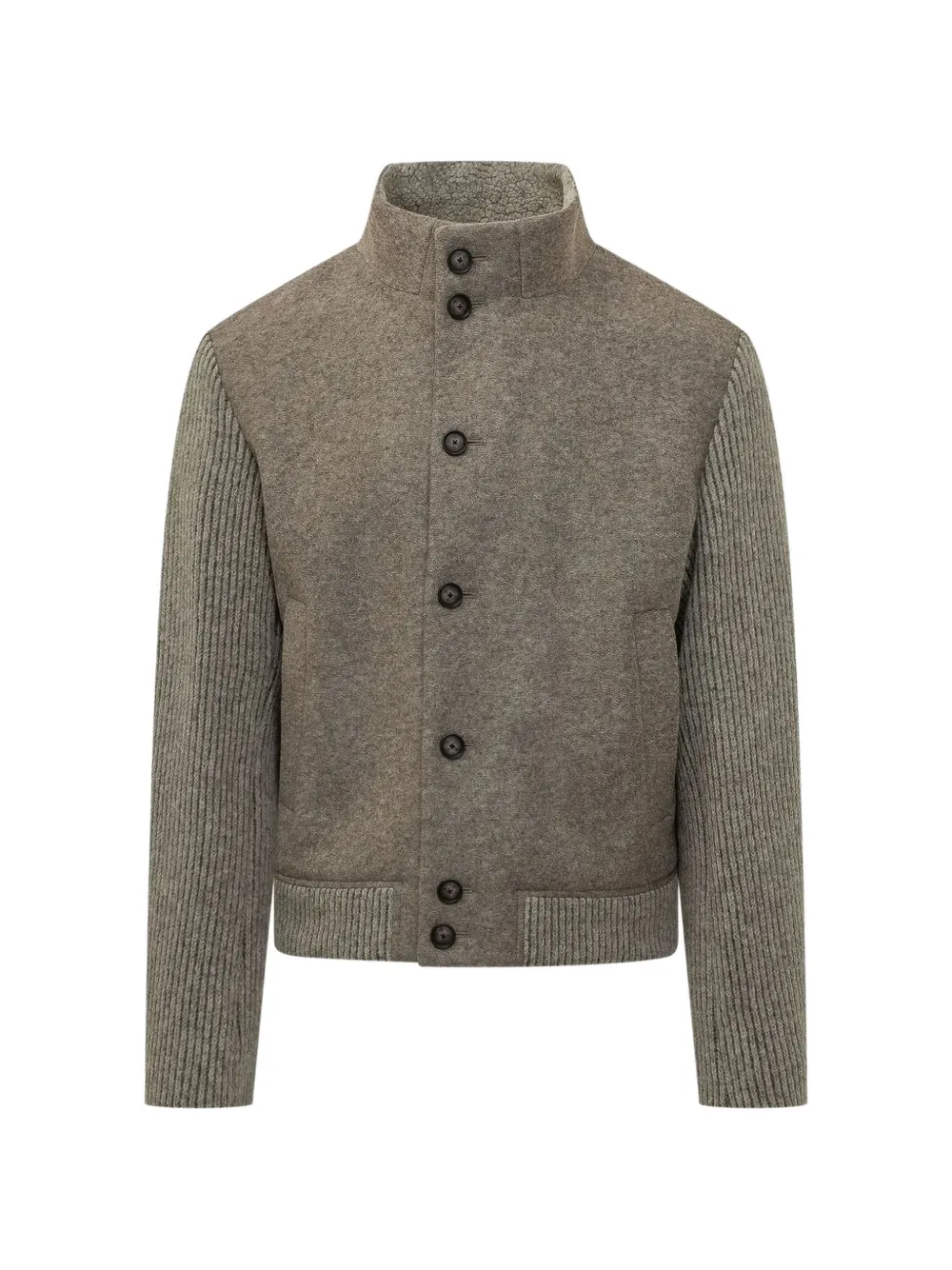 BOSS patterned short coat in italian virgin wool-blend jersey - Brown