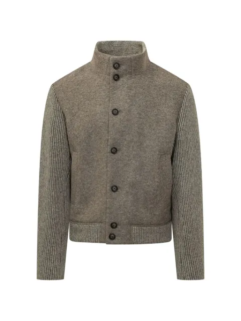 BOSS patterned short coat in italian virgin wool-blend jersey