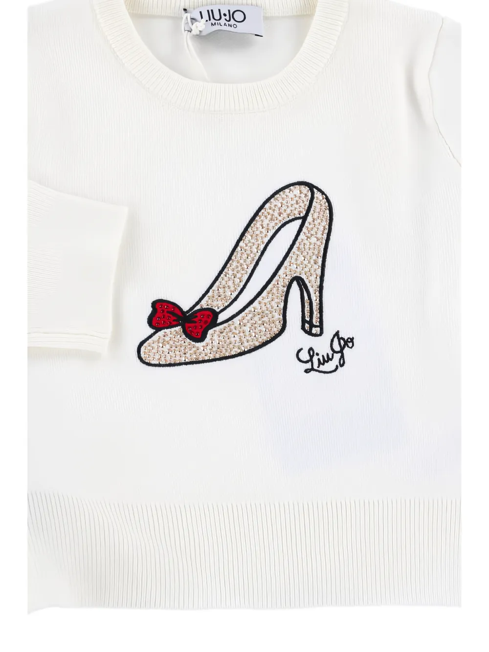 Liu Jo Kids rhinestone-embellished logo-embroidered sweater Wit