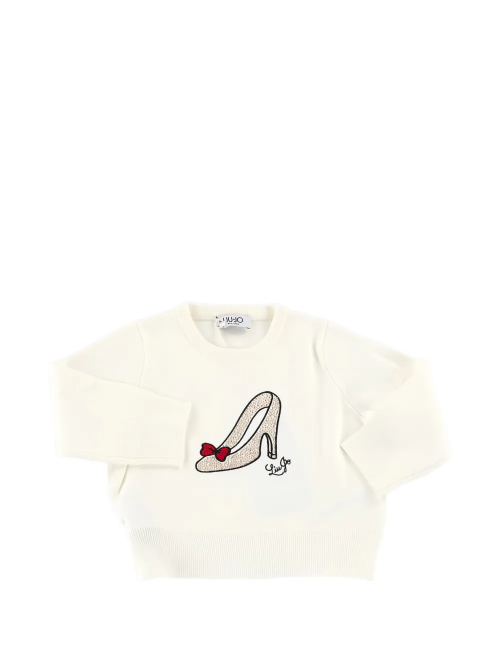Liu Jo Kids rhinestone-embellished logo-embroidered sweater Wit