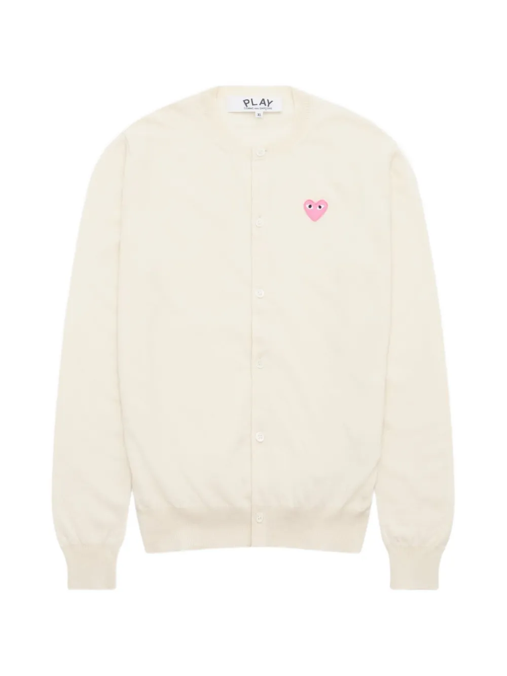 Comme Des Garçons Play heart-patch round-neck cardigan Wit
