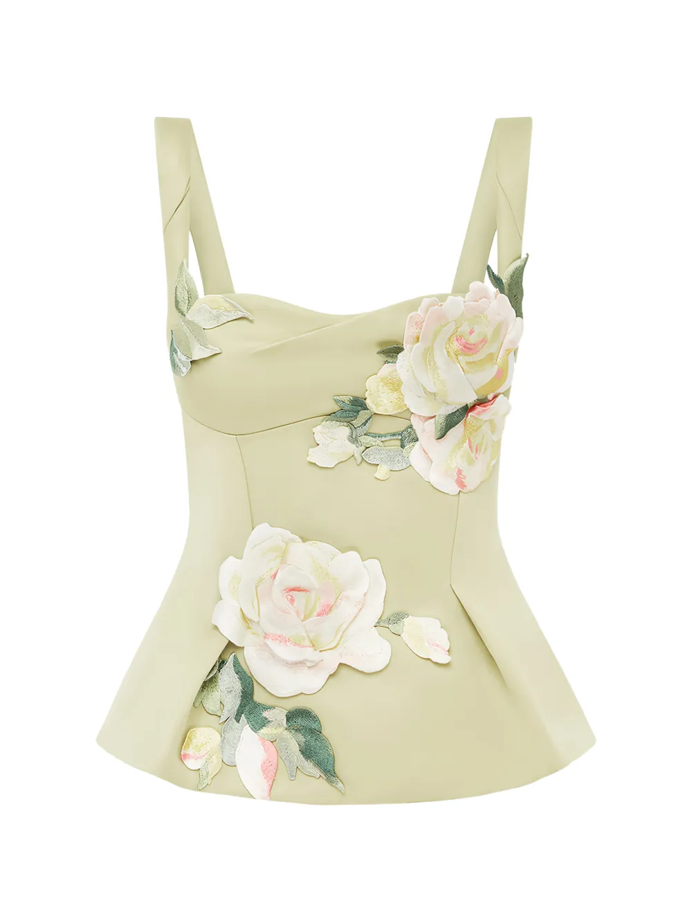 Leo Lin Georgia embroidered peplum top - Verde