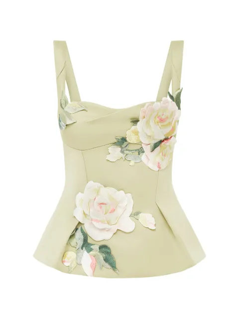 Leo Lin top Georgia con peplum y bordado