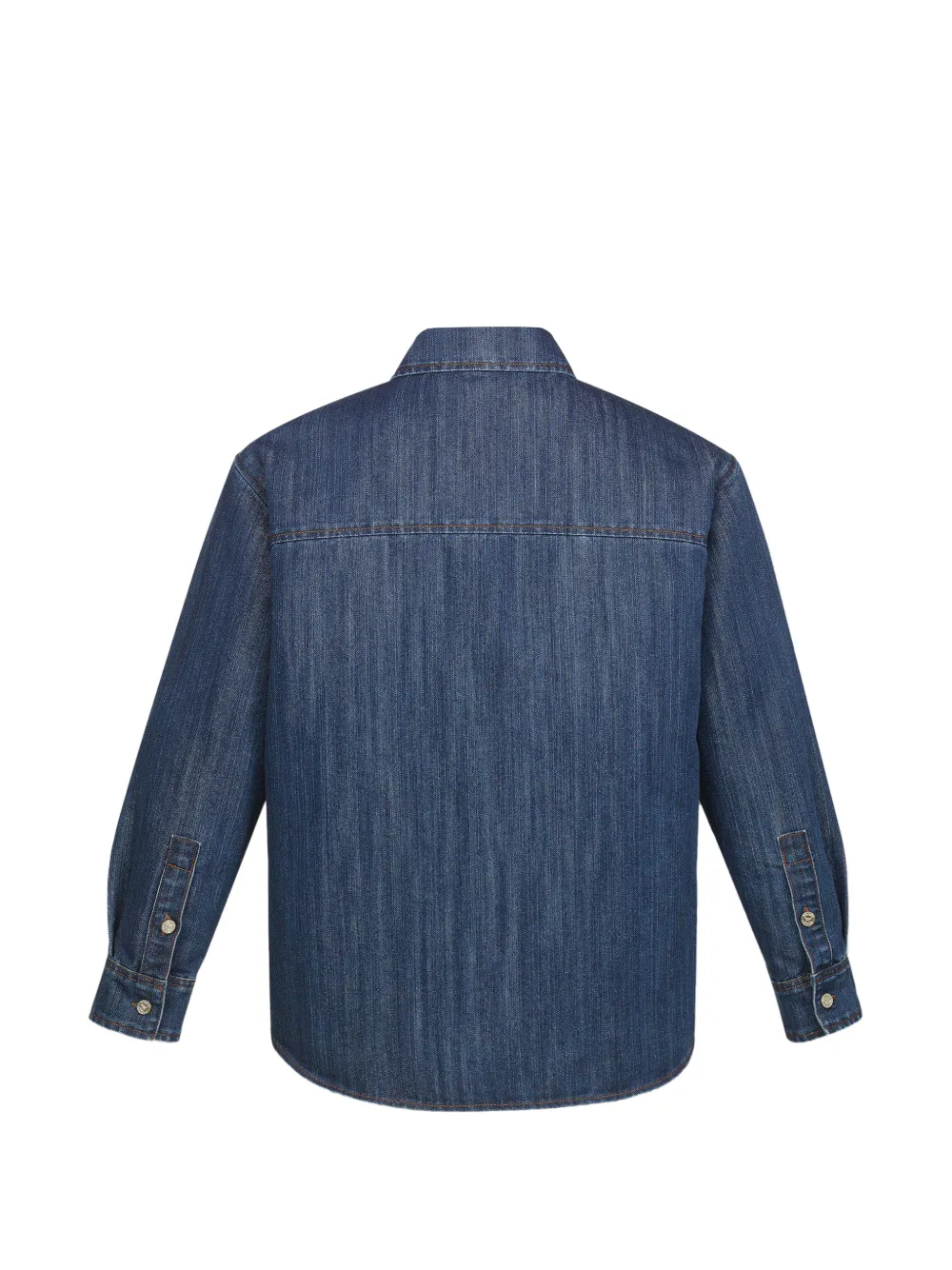 MCM monogram-embroidered denim shirt Blauw