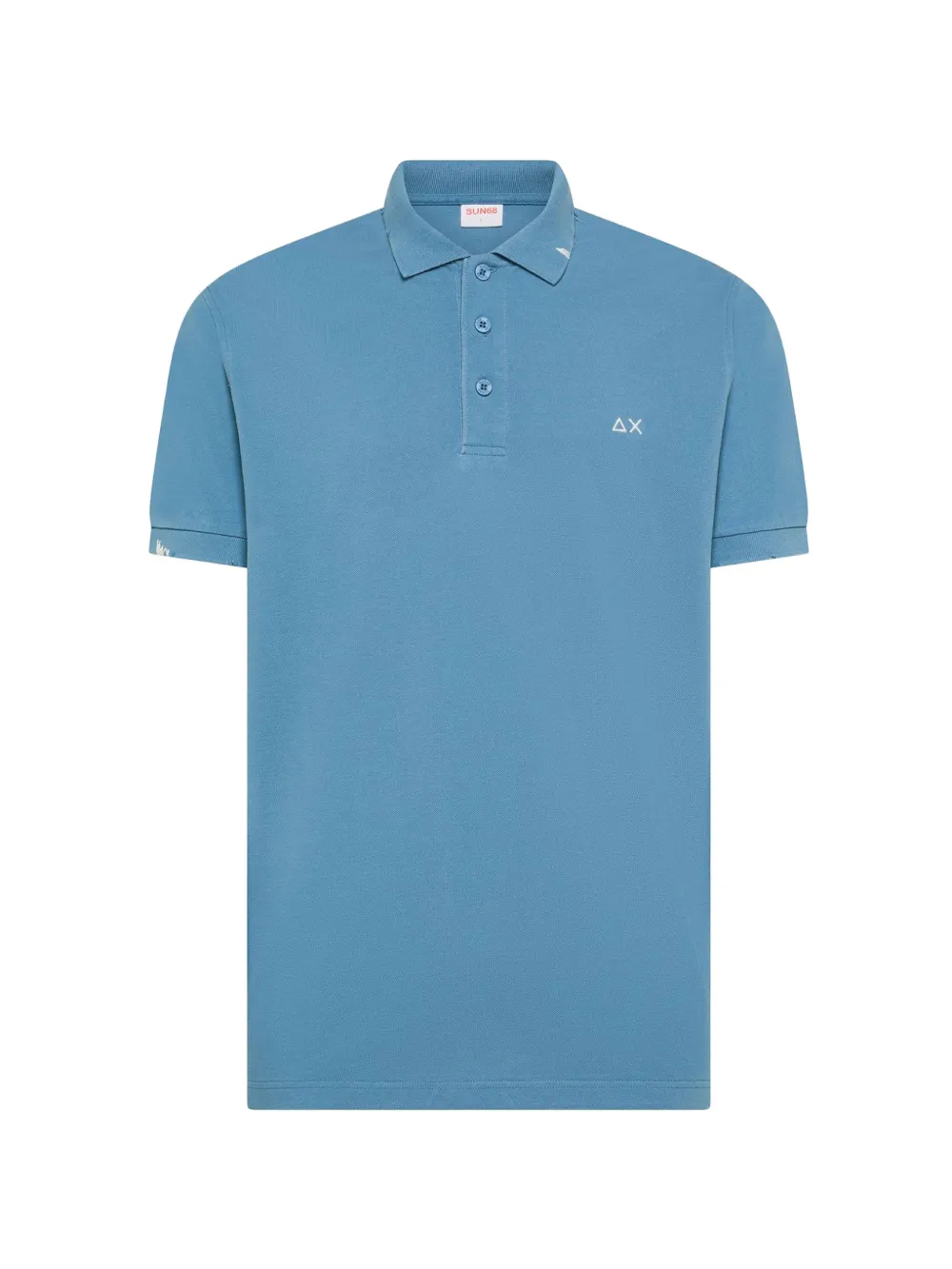 Sun68 distressed-effect embroidered polo shirt Blauw