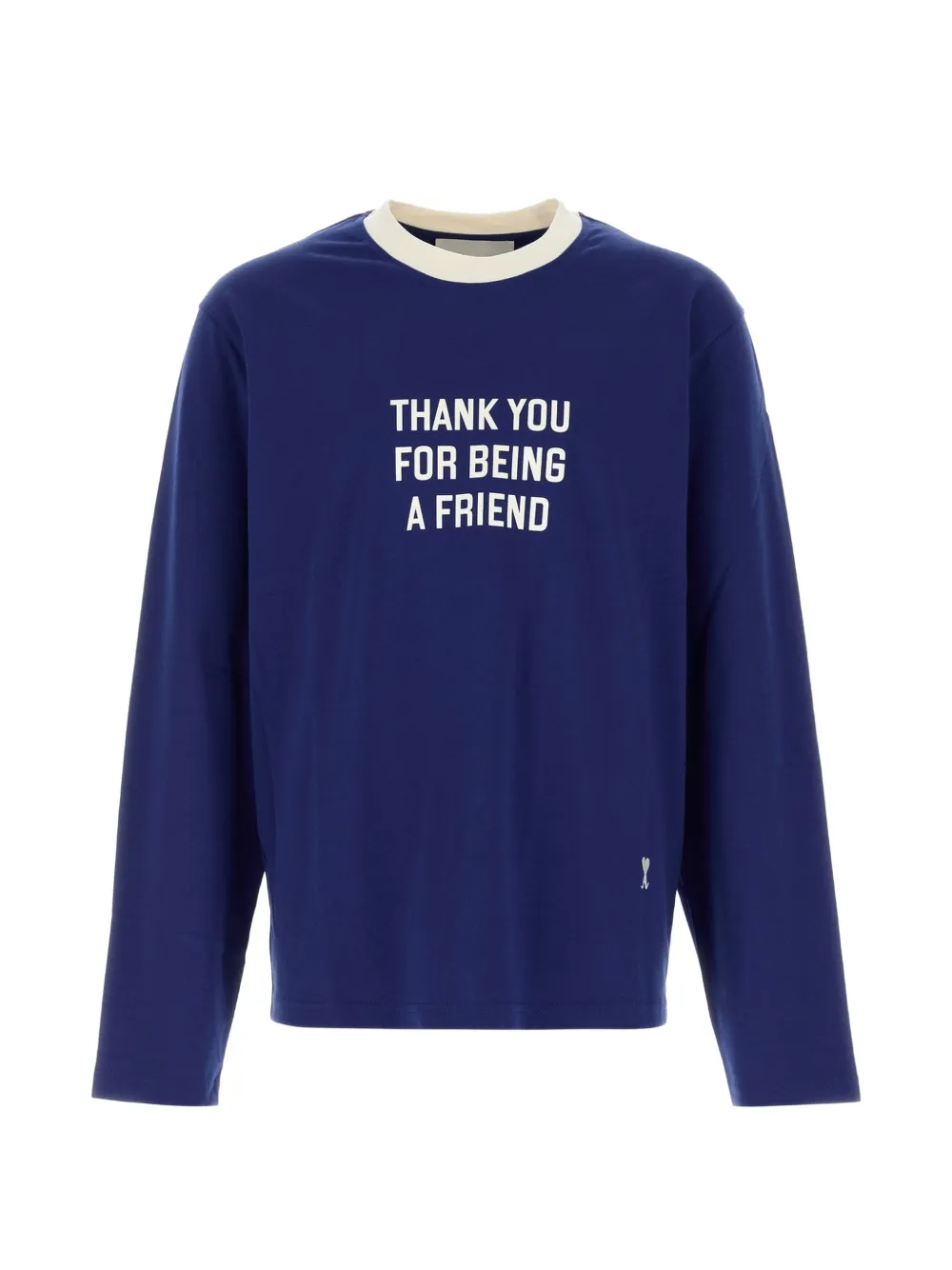 AMI Paris slogan-print long-sleeved T-shirt Blauw