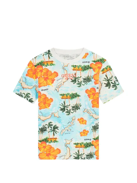 GUESS USA maps-print oversized T-shirt