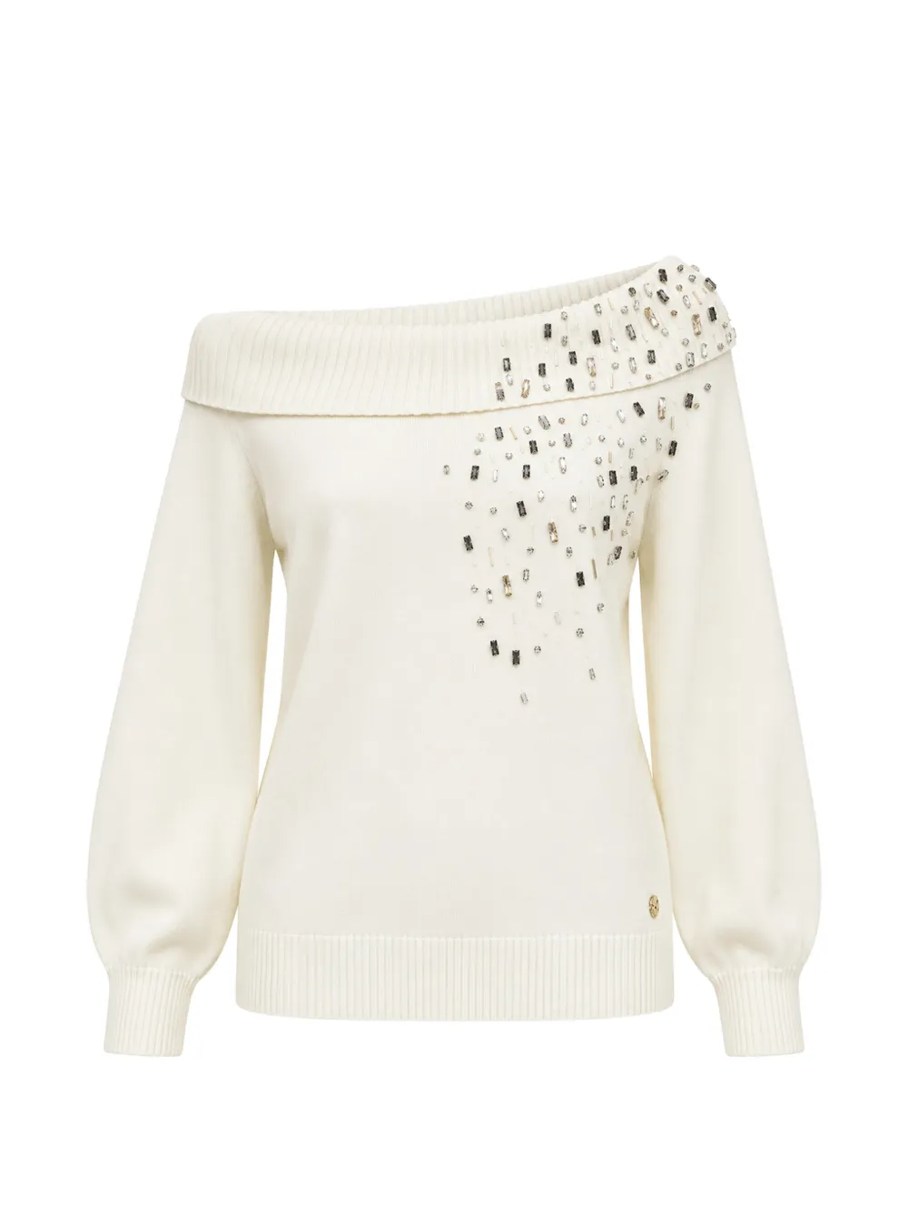 TWINSET crystal-embellished off-shoulder sweater - Nude
