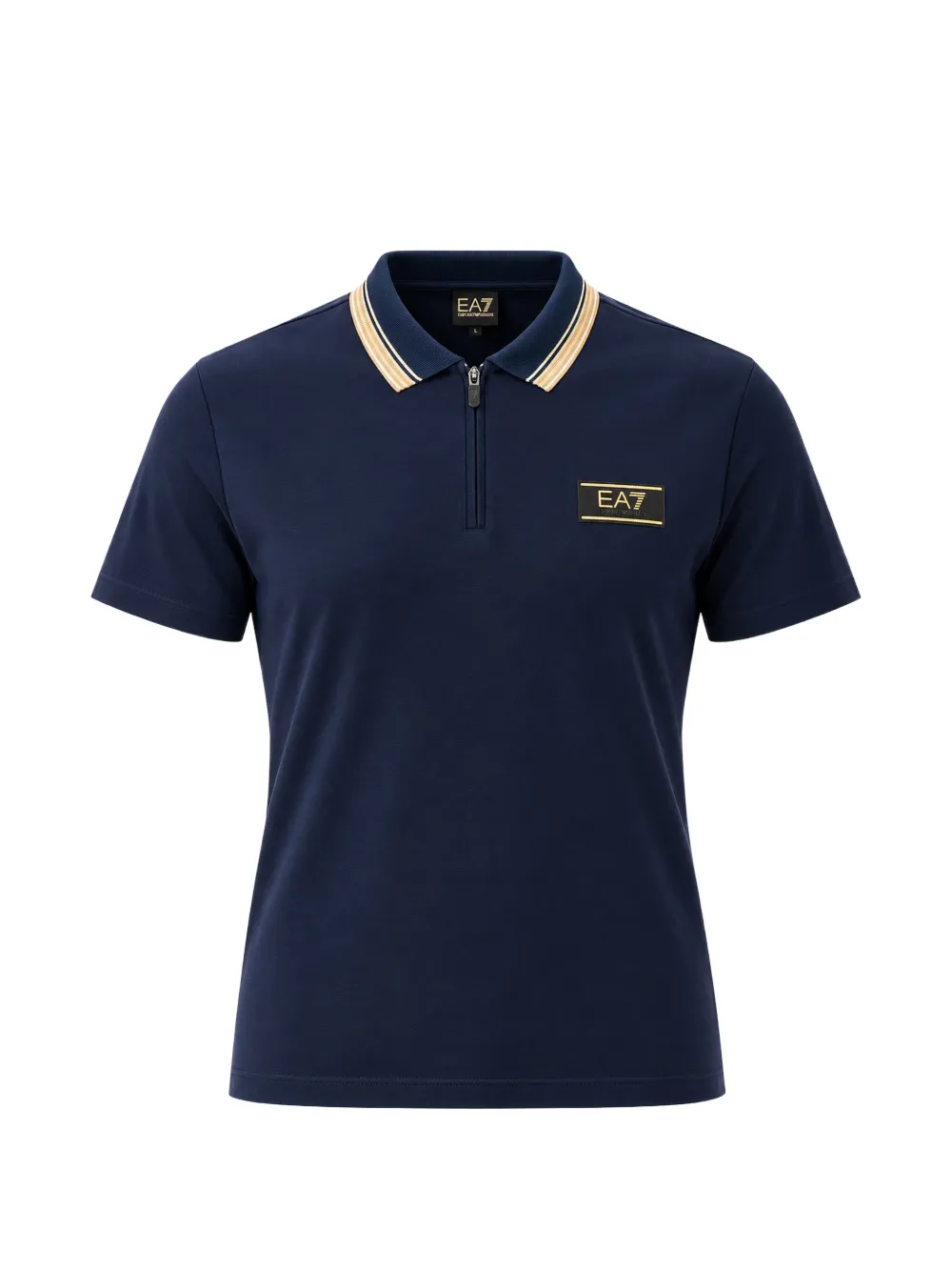 Ea7 Emporio Armani logo-patch zip-fastening polo shirt - Blu