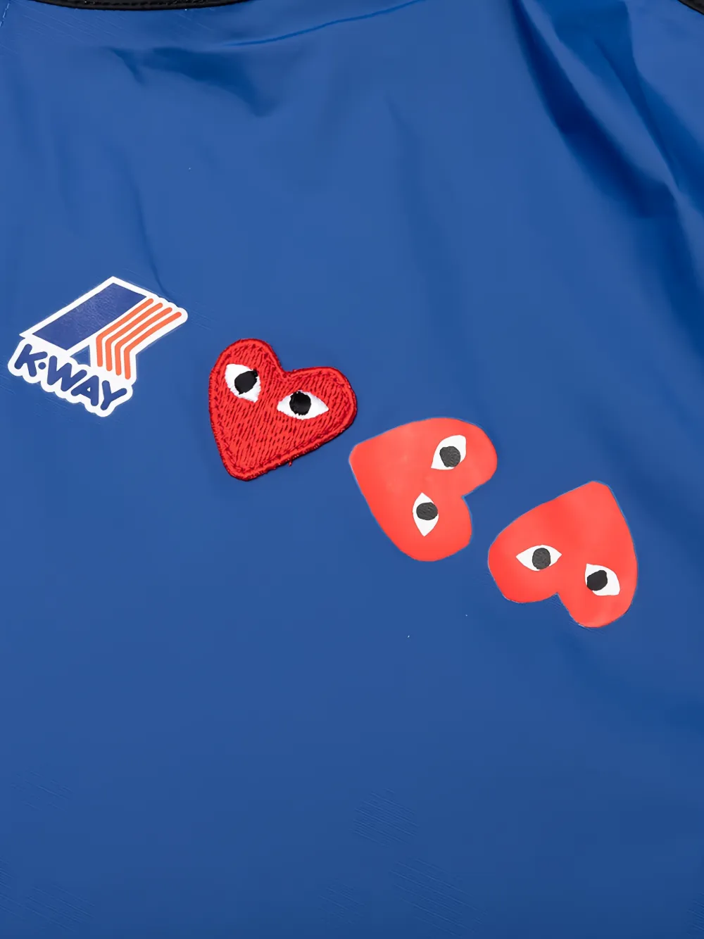 Comme Des Garçons Play x K-Way heart-patch zipped windbreaker jacket Blauw