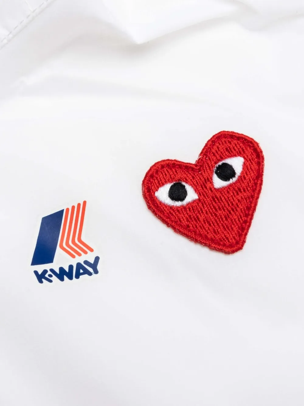 Comme Des Garçons Play Kids x K-Way logo-patch jacket Wit