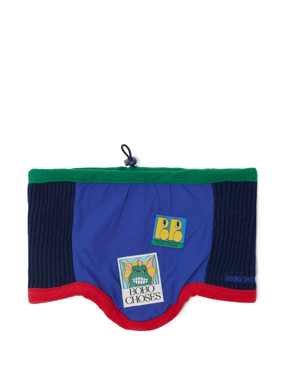 Bobo Choses colour-block logo-patch scarf Blauw