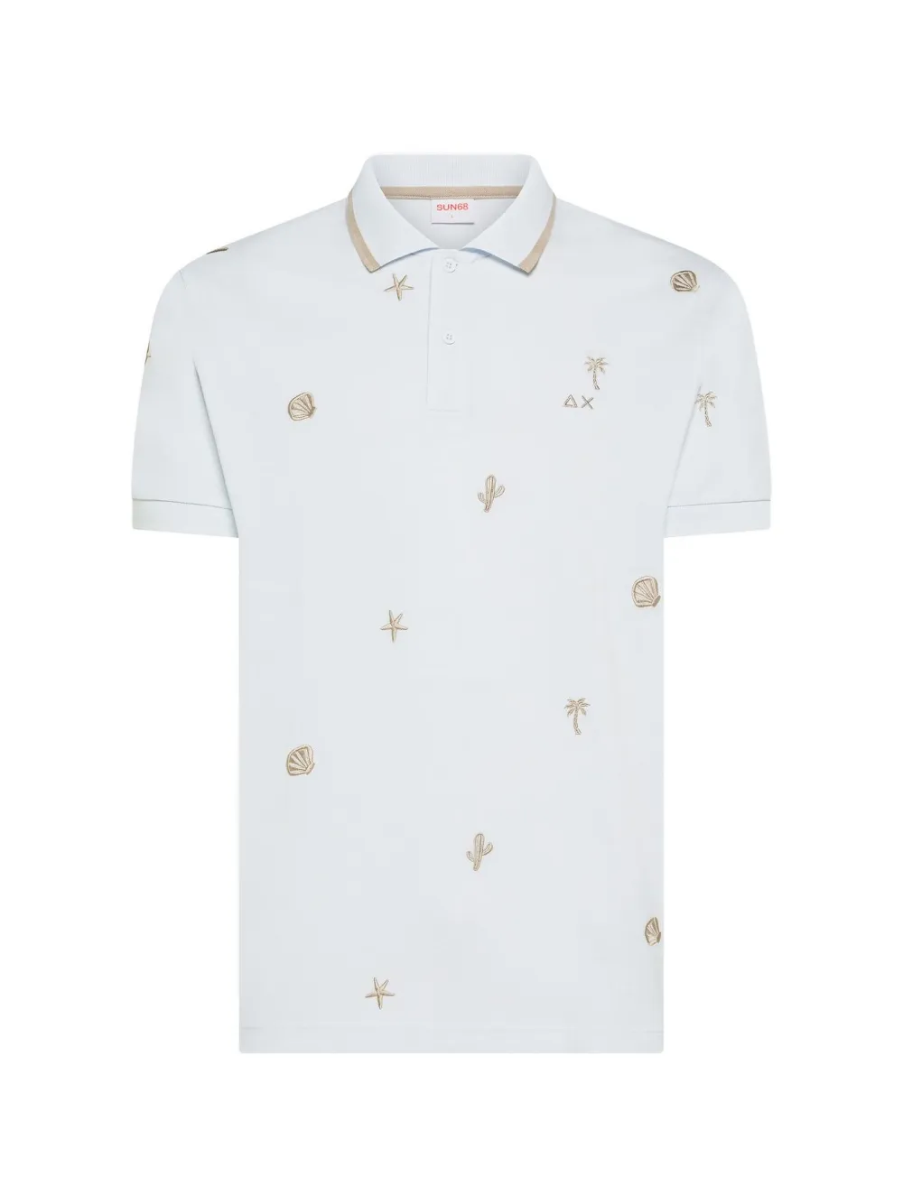 Sun68 embroidered piqué polo shirt Wit