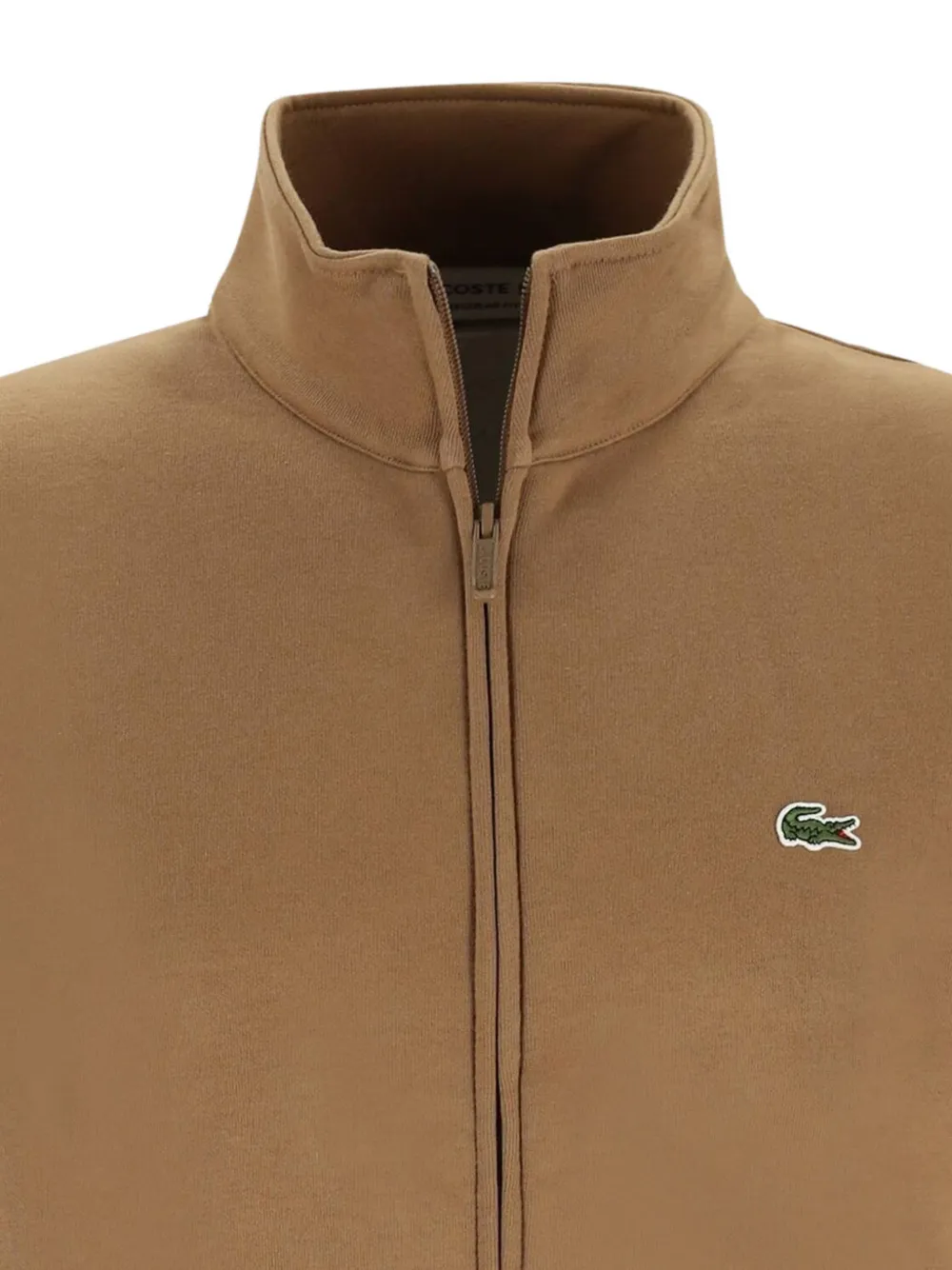 Lacoste logo-patch zip-up sweatshirt Beige