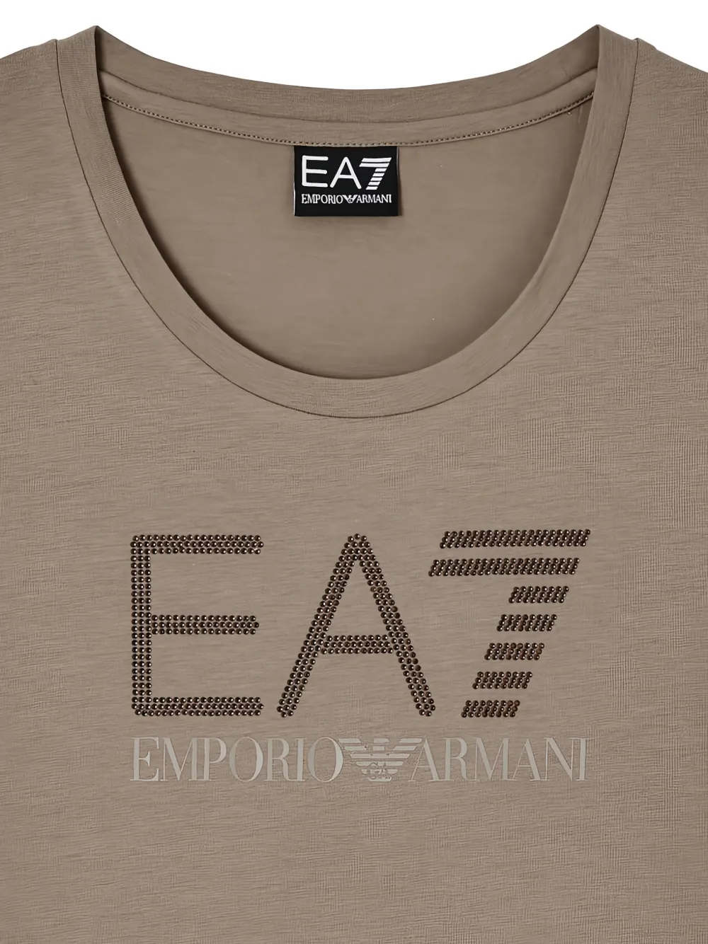 Ea7 Emporio Armani rhinestone-logo T-shirt Bruin