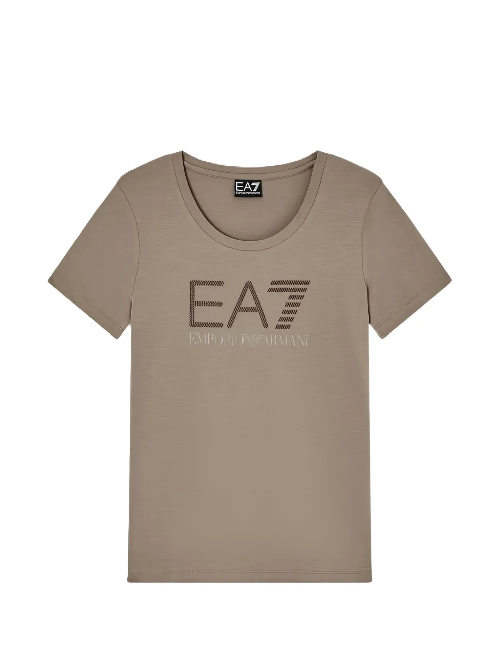 Ea7 Emporio Armani rhinestone-logo T-shirt - Marrone