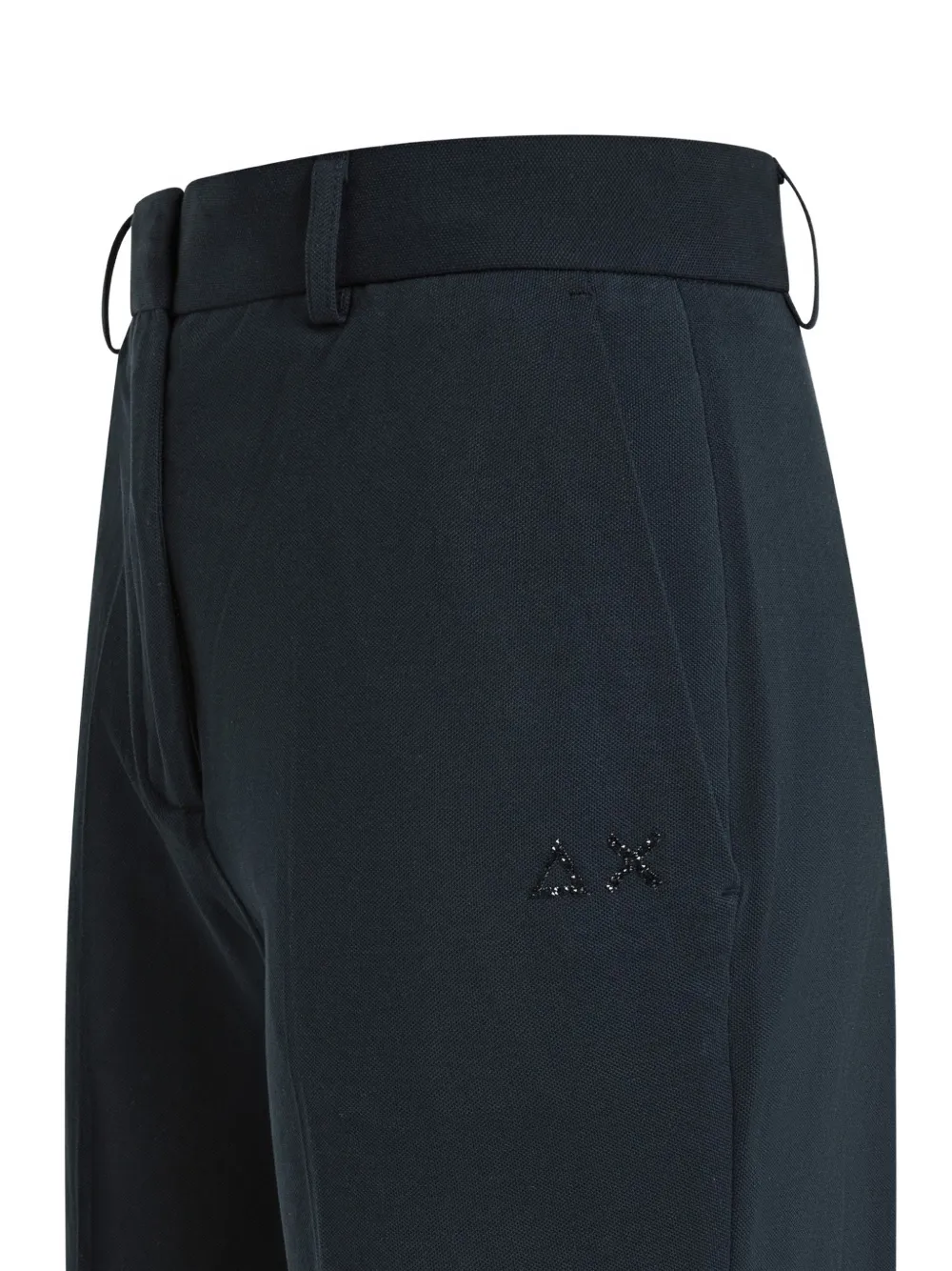 Sun68 logo-embroidered wide-leg trousers Blauw