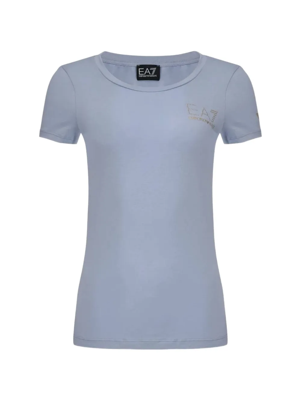 Ea7 Emporio Armani rhinestone-logo T-shirt - Blau