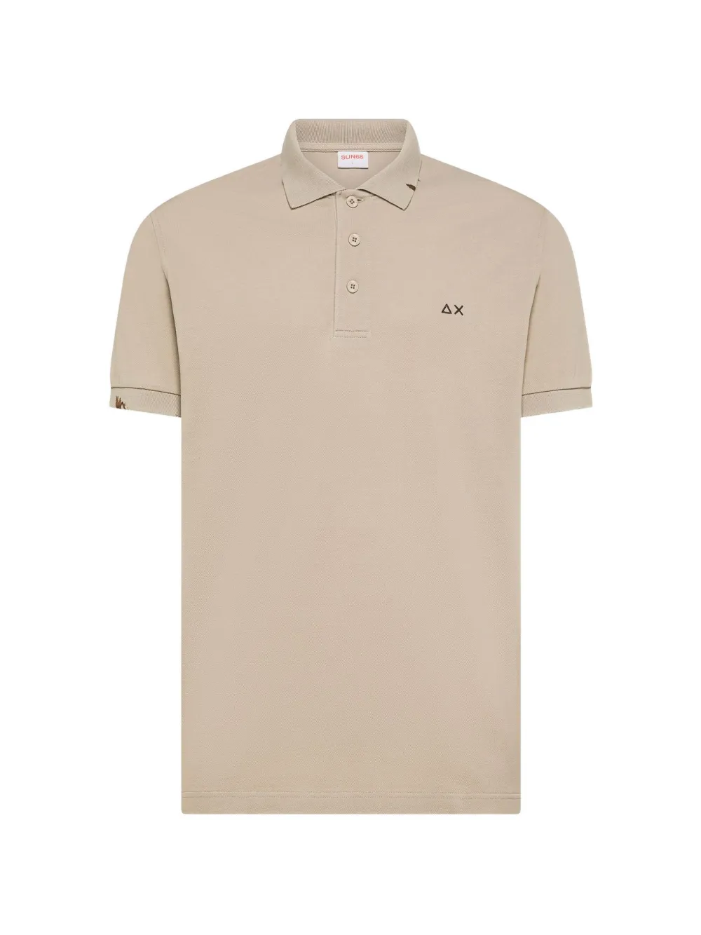 Sun68 distressed-effect embroidered-logo polo shirt Beige